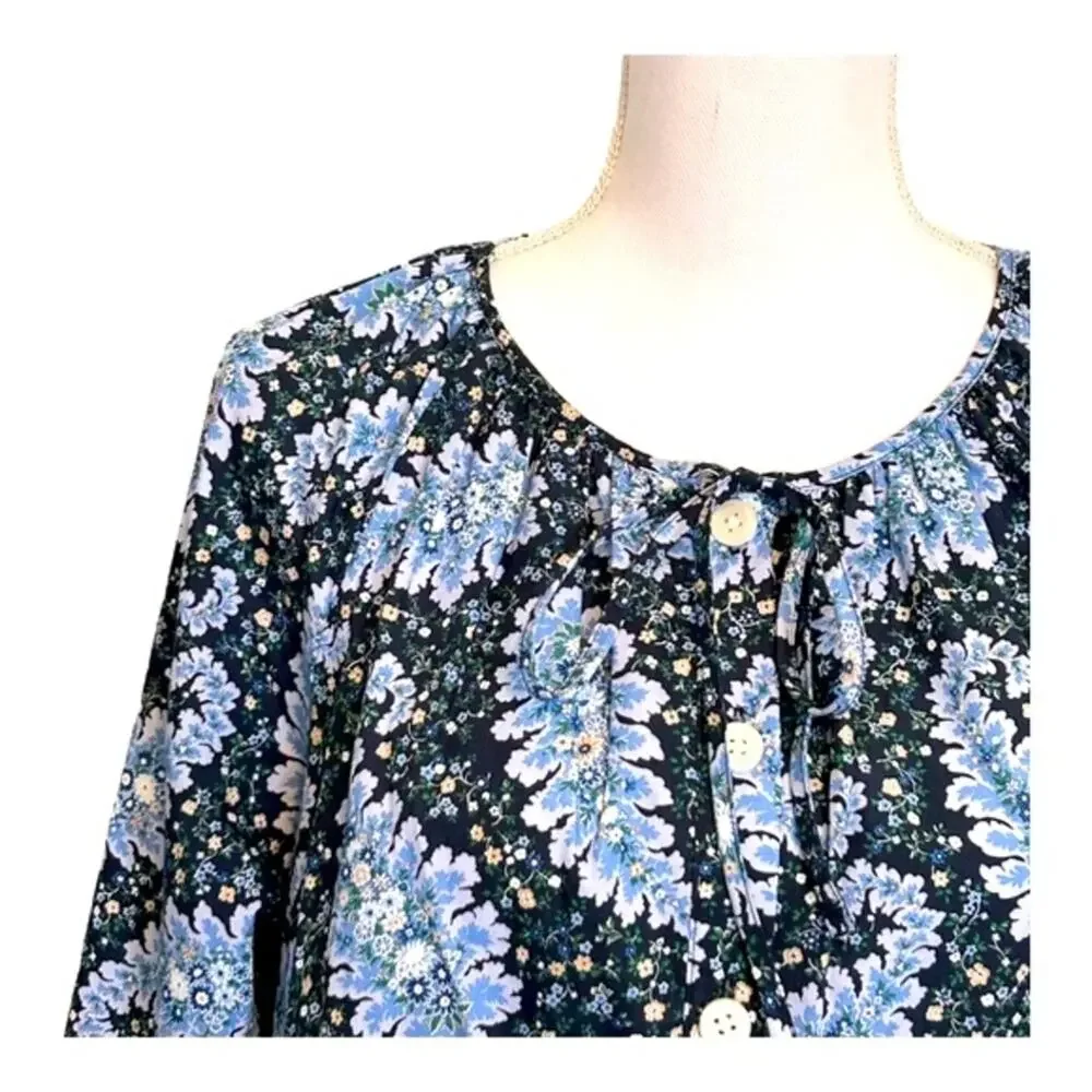 J Crew Collection Tie-Sleeve Button-Front Top in Ratti® Pacific Paisley M